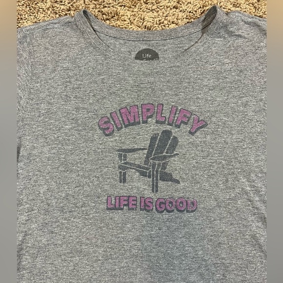 Life is‎ Good “Simplify” Beach Chair Shirt Women’s Classic Fit Size Large Tee - Picture 5 of 9